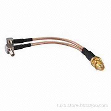 RF cable assembly, TS9 to SMA RG 178 coaxial